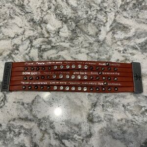NWOT Humanity For All Rhinestone Leather Cuff Bracelet